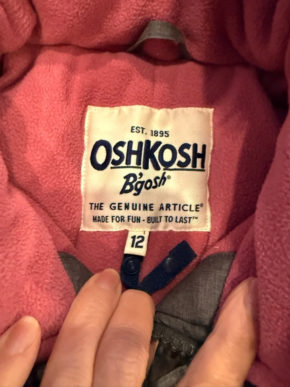 OshKosh B'gosh Gray Jacket with Pink Snow Pants - Girls 12 - Picture 4 of 5